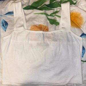 Wide strap white cropped tank